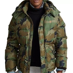 Polo by Ralph Lauren Green and Brown Camouflage Puffer Jacket